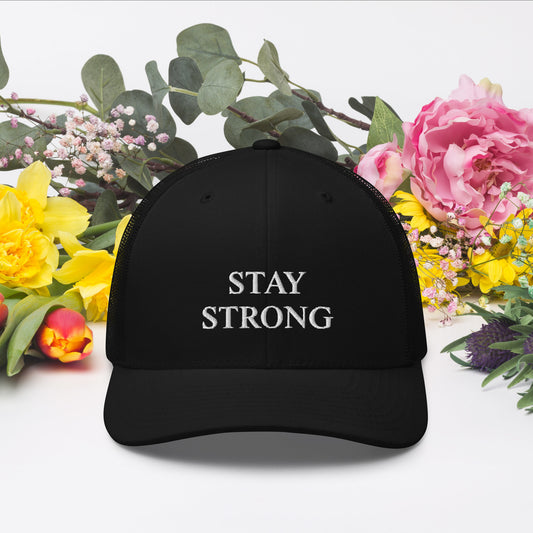 black   wrath  cap with stay strong embroidered in front