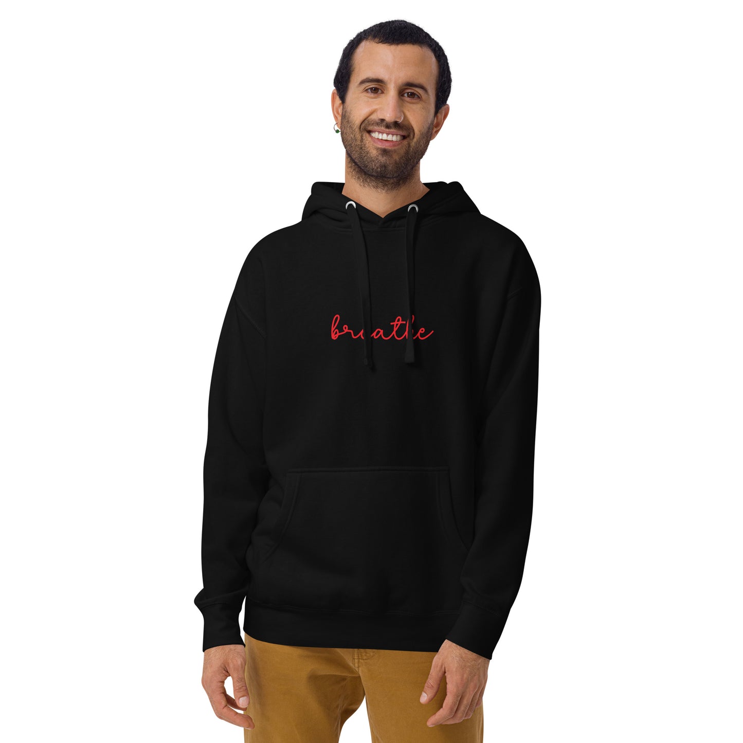 black hoodie with breathe illustration